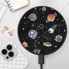 Glittering Planets Space Galaxy Glitter Black Wireless Fast Charger(black) by Perong