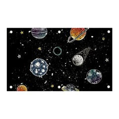 Glittering Planets Space Galaxy Glitter Black Banner And Sign 5  X 3  by Perong