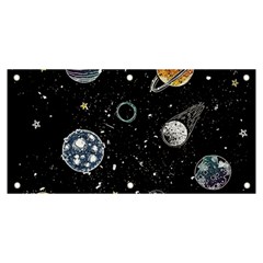 Glittering Planets Space Galaxy Glitter Black Banner And Sign 6  X 3  by Perong