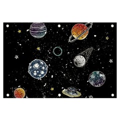 Glittering Planets Space Galaxy Glitter Black Banner And Sign 6  X 4  by Perong