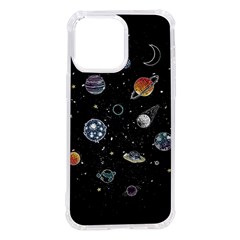 Glittering Planets Space Galaxy Glitter Black Iphone 14 Pro Max Tpu Uv Print Case by Perong