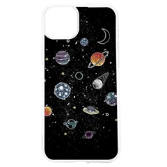 Glittering Planets Space Galaxy Glitter Black Iphone 15 Tpu Uv Print Case by Perong