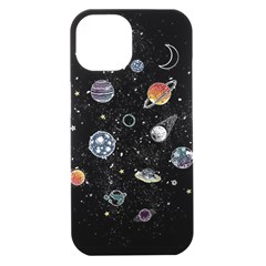 Glittering Planets Space Galaxy Glitter Black Iphone 15 Black Uv Print Pc Hardshell Case by Perong