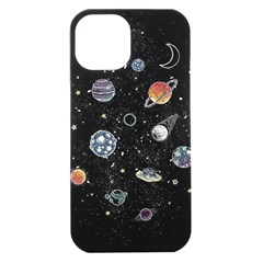 Glittering Planets Space Galaxy Glitter Black Iphone 15 Plus Black Uv Print Pc Hardshell Case