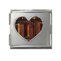 Old Books Vintage Office Antique Library Mega Link Heart Italian Charm (18mm)