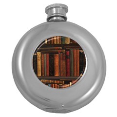 Old Books Vintage Office Antique Library Round Hip Flask (5 Oz) by Perong