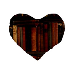 Old Books Vintage Office Antique Library Standard 16  Premium Heart Shape Cushions by Perong