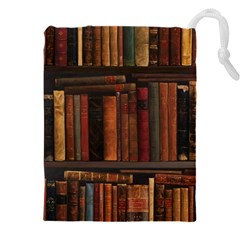 Old Books Vintage Office Antique Library Drawstring Pouch (4xl) by Perong