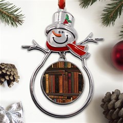 Old Books Vintage Office Antique Library Metal Snowman Ornament by Perong