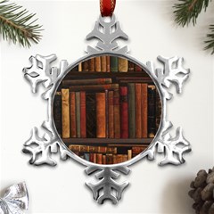 Old Books Vintage Office Antique Library Metal Small Snowflake Ornament