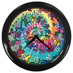 Tie Dye Grateful Dead Bears Wall Clock (black) by Perong