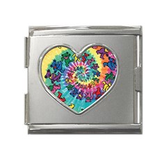 Tie Dye Grateful Dead Bears Mega Link Heart Italian Charm (18mm)