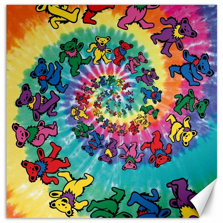 Tie Dye Grateful Dead Bears Canvas 12  x 12 