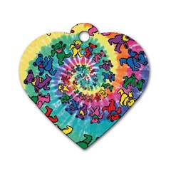 Tie Dye Grateful Dead Bears Dog Tag Heart (one Side) by Perong