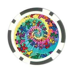 Tie Dye Grateful Dead Bears Poker Chip Card Guard by Perong