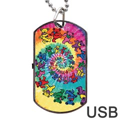 Tie Dye Grateful Dead Bears Dog Tag Usb Flash (one Side) by Perong