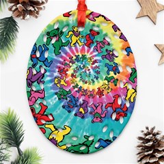 Tie Dye Grateful Dead Bears Oval Filigree Ornament (two Sides)