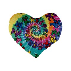 Tie Dye Grateful Dead Bears Standard 16  Premium Flano Heart Shape Cushions by Perong