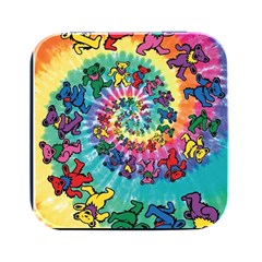 Tie Dye Grateful Dead Bears Square Metal Box (black) by Perong