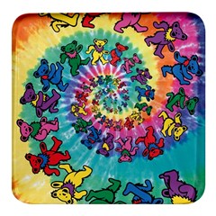 Tie Dye Grateful Dead Bears Square Glass Fridge Magnet (4 Pack) by Perong