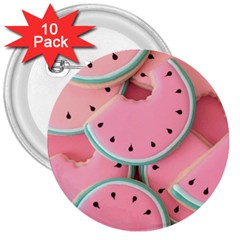 Aesthetic Cute Kawaii Watermelon 3  Buttons (10 Pack)  by Perong