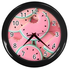 Aesthetic Cute Kawaii Watermelon Wall Clock (black) by Perong