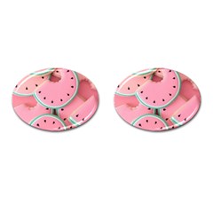 Aesthetic Cute Kawaii Watermelon Cufflinks (oval) by Perong