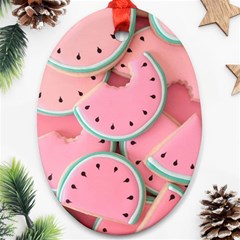 Aesthetic Cute Kawaii Watermelon Oval Ornament (two Sides)