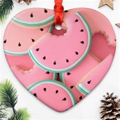 Aesthetic Cute Kawaii Watermelon Heart Ornament (two Sides)