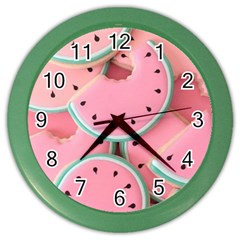 Aesthetic Cute Kawaii Watermelon Color Wall Clock by Perong