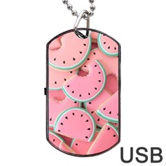 Aesthetic Cute Kawaii Watermelon Dog Tag Usb Flash (two Sides) by Perong