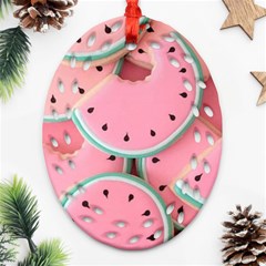 Aesthetic Cute Kawaii Watermelon Oval Filigree Ornament (two Sides)