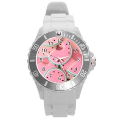 Aesthetic Cute Kawaii Watermelon Round Plastic Sport Watch (l)