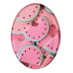 Aesthetic Cute Kawaii Watermelon Oval Glass Fridge Magnet (4 Pack) by Perong