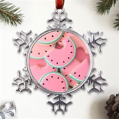 Aesthetic Cute Kawaii Watermelon Metal Large Snowflake Ornament by Perong