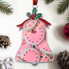 Aesthetic Cute Kawaii Watermelon Metal Holly Leaf Bell Ornament