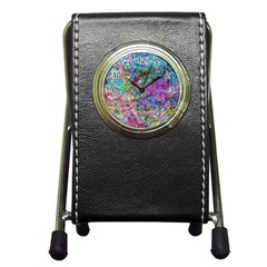 Abstract Candies Pen Holder Desk Clock by kaleidomarblingart