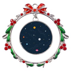 Space Nasa Galaxy Metal X mas Wreath Ribbon Ornament by Perong