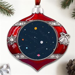 Space Nasa Galaxy Metal Snowflake And Bell Red Ornament by Perong