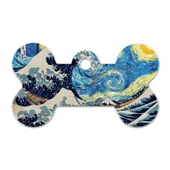 The Great Wave Of Kanagawa Painting Dog Tag Bone (one Side) by Perong