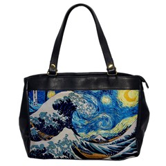 The Great Wave Of Kanagawa Painting Oversize Office Handbag by Perong