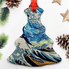 The Great Wave Of Kanagawa Painting Christmas Tree Ornament (two Sides) by Perong