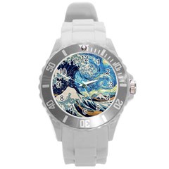 The Great Wave Of Kanagawa Painting Round Plastic Sport Watch (l)