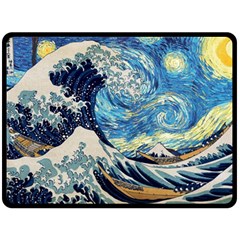 The Great Wave Of Kanagawa Painting Two Sides Fleece Blanket (large) by Perong