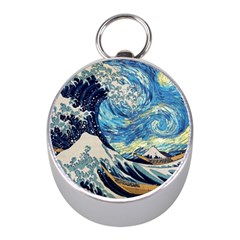 The Great Wave Of Kanagawa Painting Mini Silver Compasses by Perong