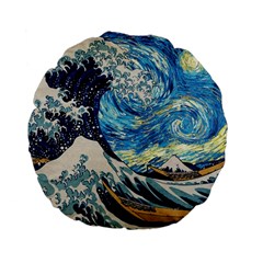 The Great Wave Of Kanagawa Painting Standard 15  Premium Flano Round Cushions by Perong