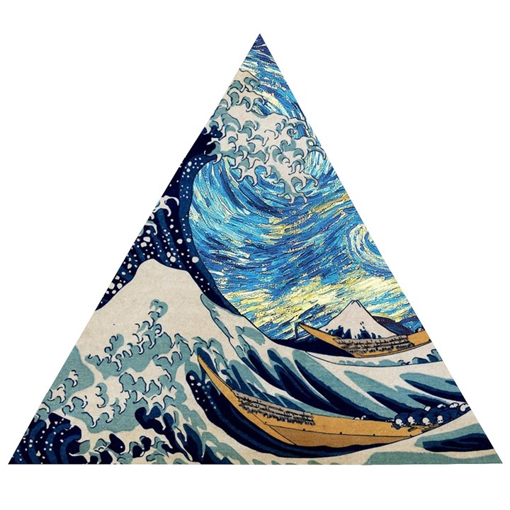 The Great Wave Of Kanagawa Painting Wooden Puzzle Triangle