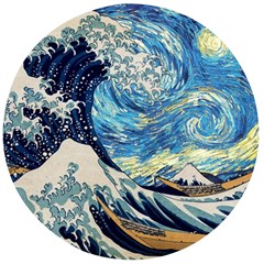 The Great Wave Of Kanagawa Painting Wooden Bottle Opener (round) by Perong