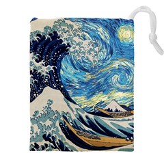 The Great Wave Of Kanagawa Painting Drawstring Pouch (5xl) by Perong