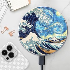 The Great Wave Of Kanagawa Painting Wireless Fast Charger(white) by Perong